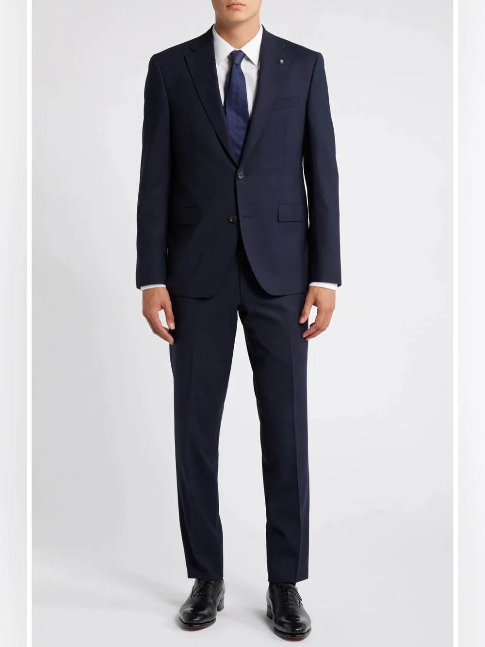 Jack Victor Men's Classic Navy Two-Button Wool Suit Jacket - 40R